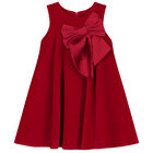Girls Red Velvet Bow Dress, 1, hi-res